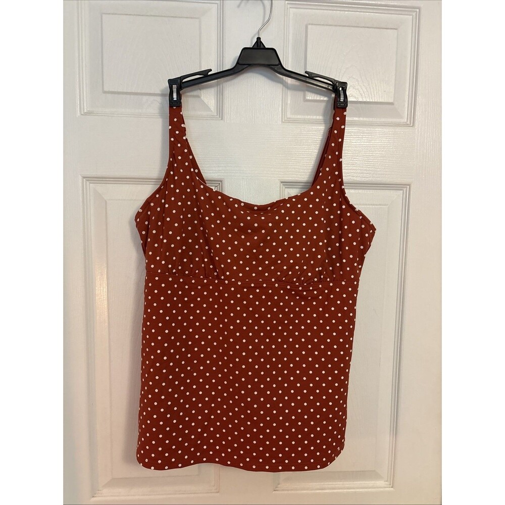 Lands' End Womens Square Neck Underwire Tankini Polka Dot Swim Pool Beach Sz 16